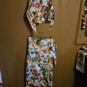 Cynthia Rowley Orange and Green Floral Print